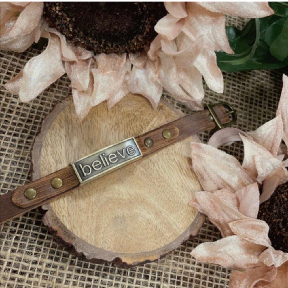 Believe Leather Bracelet- Inspirational Accessory with Luke 1:45 Scripture